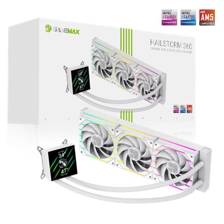 Gamemax HAILSTORM 360 LCD WH CPU tekočinski hladilnik, Bel