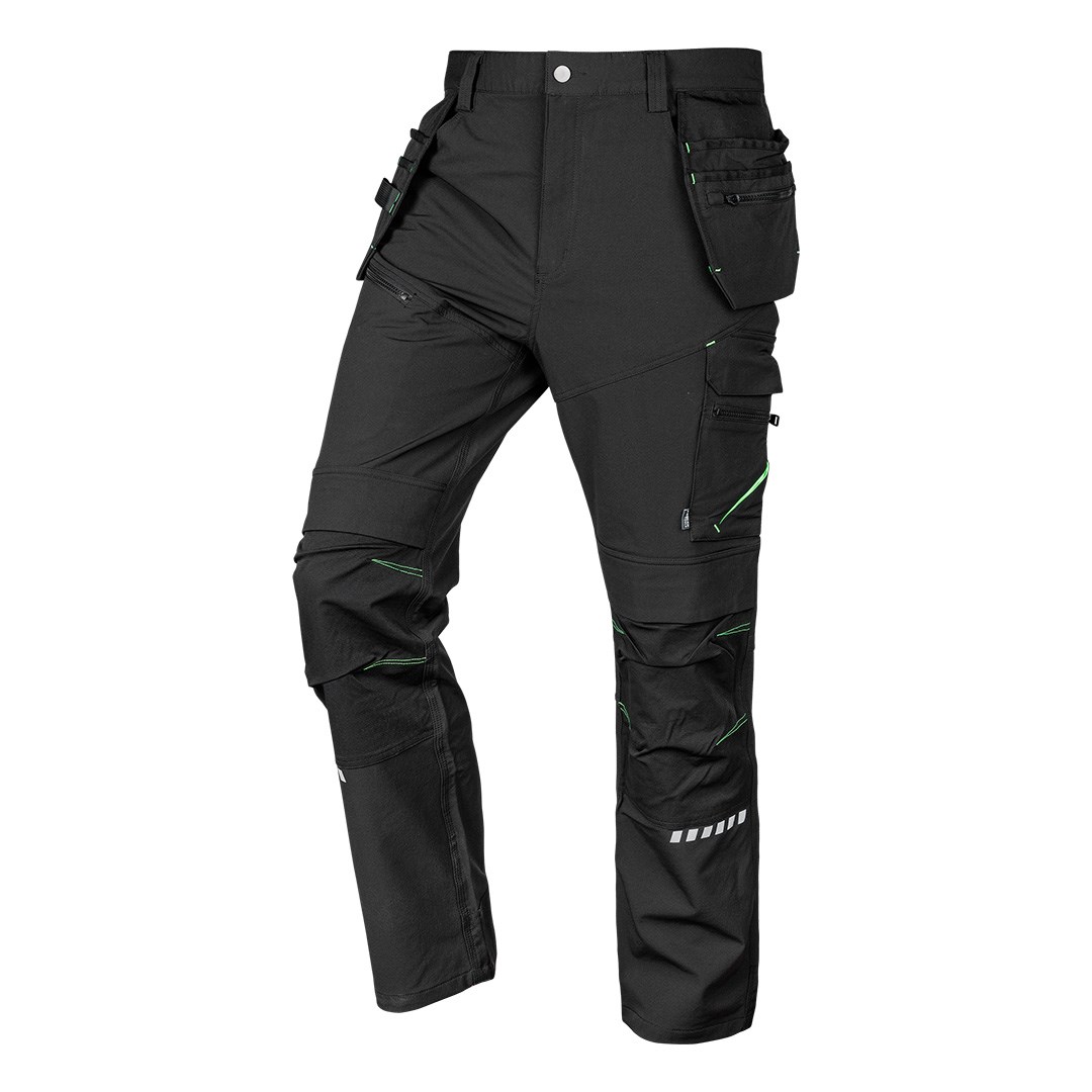 NOL Delovne Hlače Mix&Match, 4-smerni Razteg, S Kaburami, Cordura, Črne, Velikost S