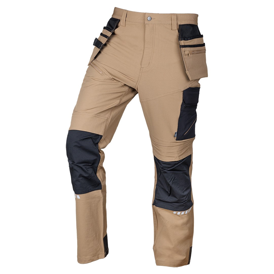 NOL Mix&Match delovne hlače, 4-smerni raztezek, s Cordura, bež-črne, vel. L