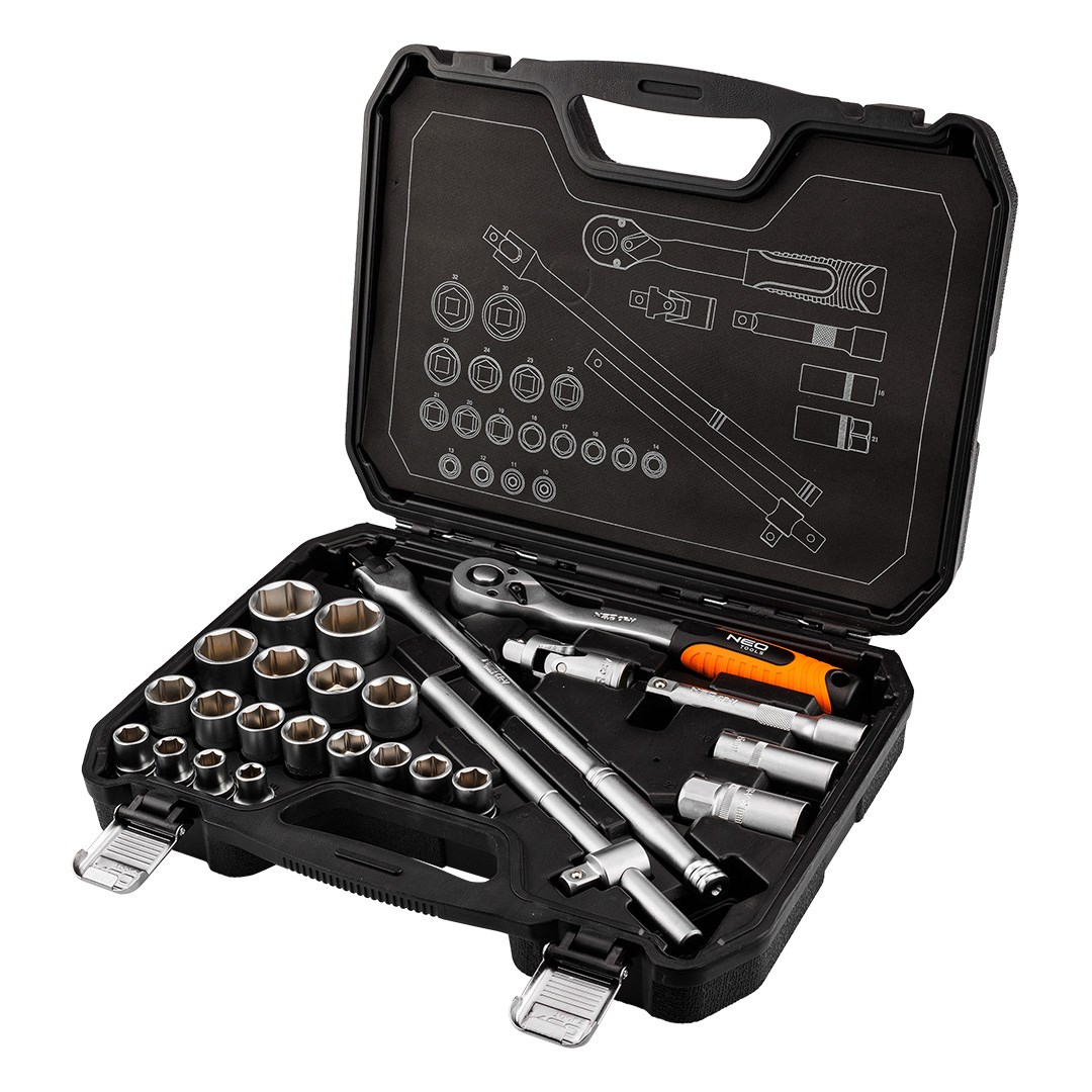 NOL set nasadnih ključev 1/2", 25 kosov, saten