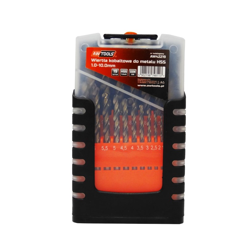 AWTOOLS Svedri za kovino HSS 1,0-10,0mm / KOBALT / KOMPLET 19 KOSOV