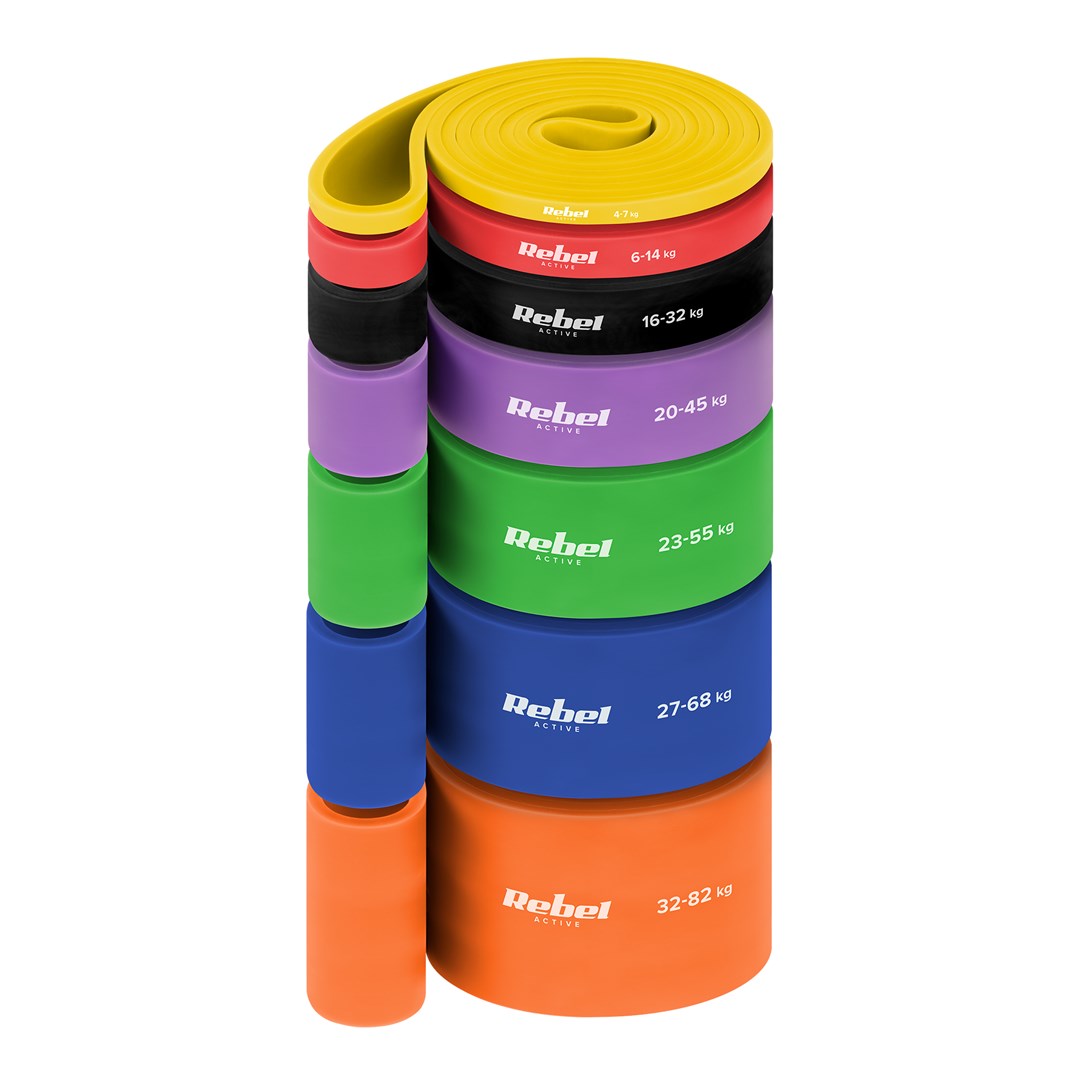 Rebel Active set TPE traka za vježbanje, Power Band PT-S7, 4-82 kg, 7 guma