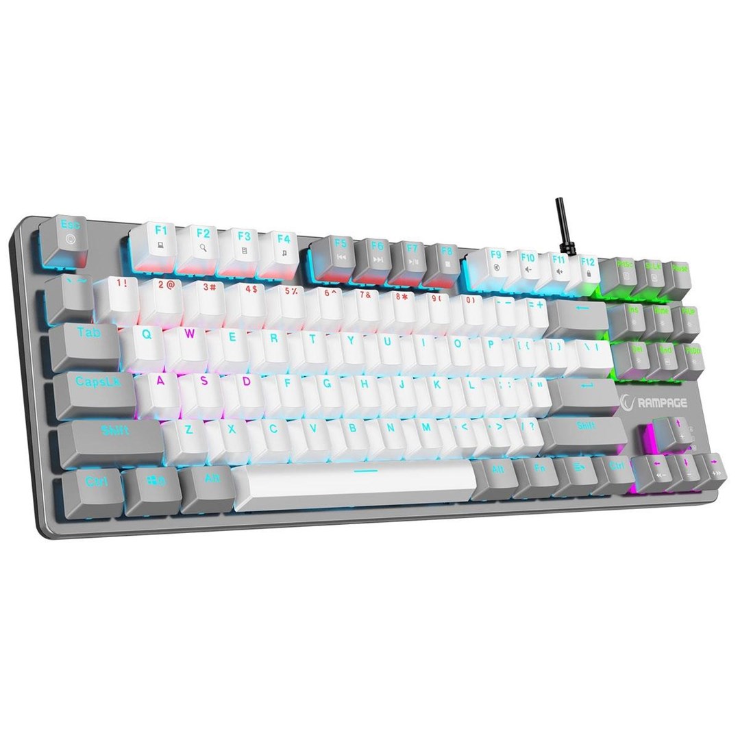 Rampage SNUGK14RS-WG mehanska tipkovnica, RGB, bela/siva
