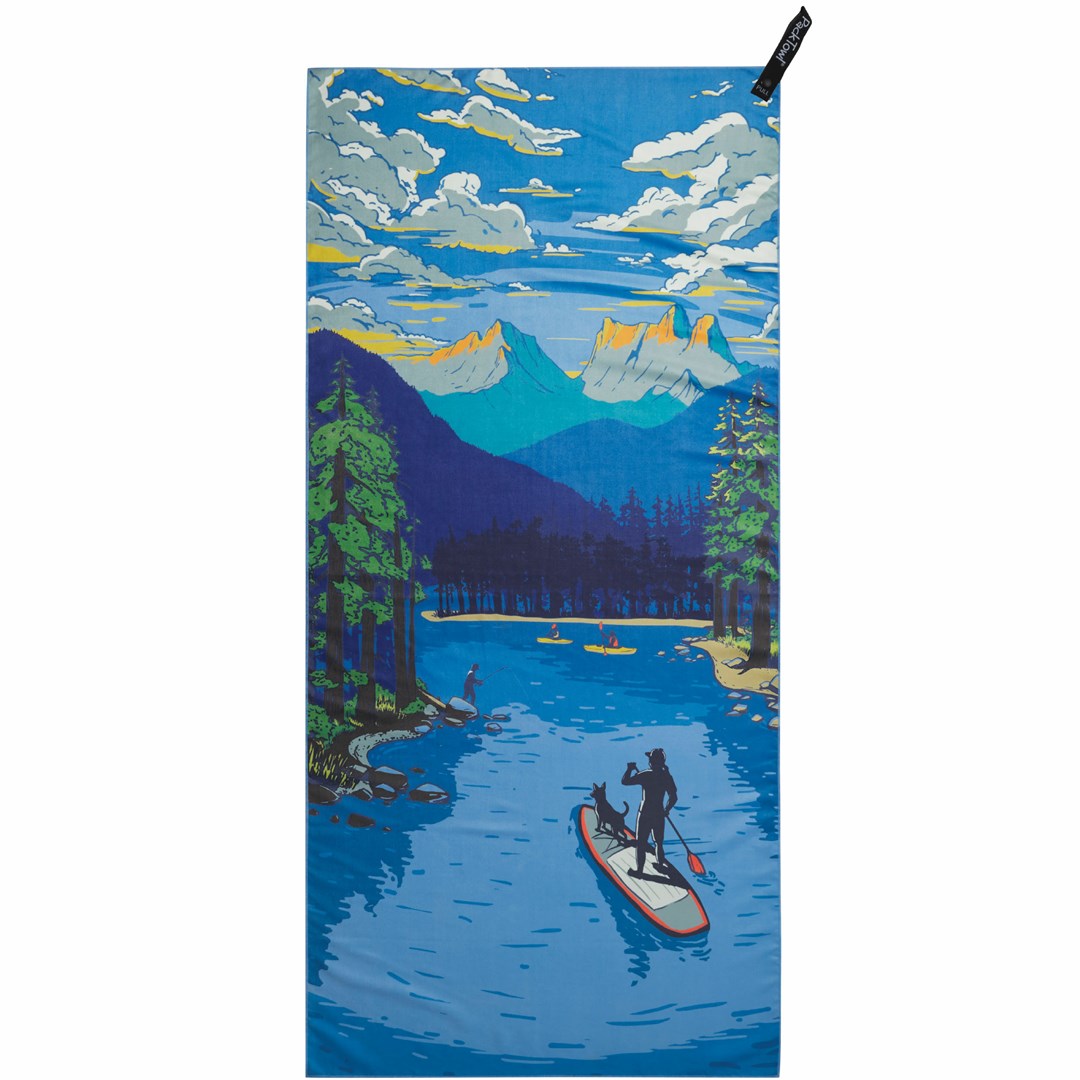 PackTowl brisača za plažo 64x137 cm, modra