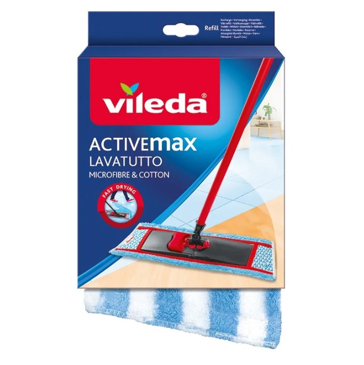 Nadomestni vložek za ploščati mop Vileda Active Max, bombaž/mikrovlakna, moder