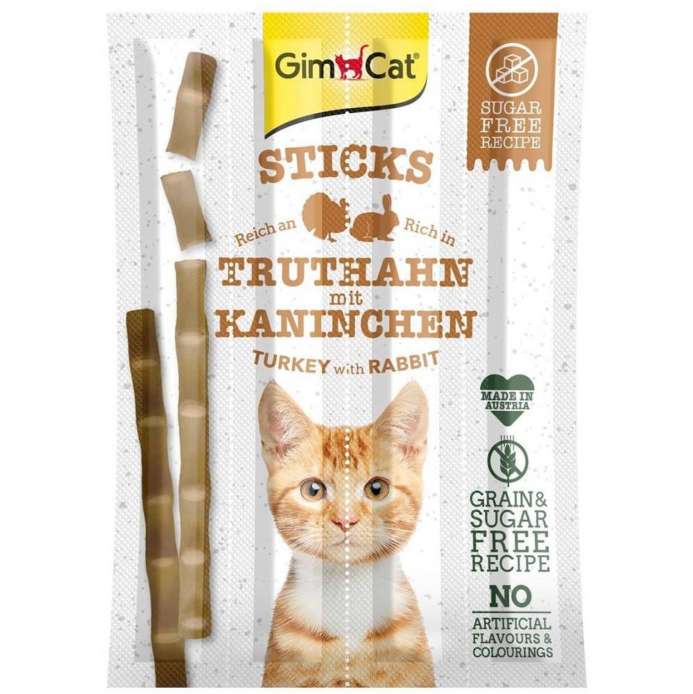 GIMCAT Sticks Turkey and rabbit - priboljški za mačke, 4 kosi