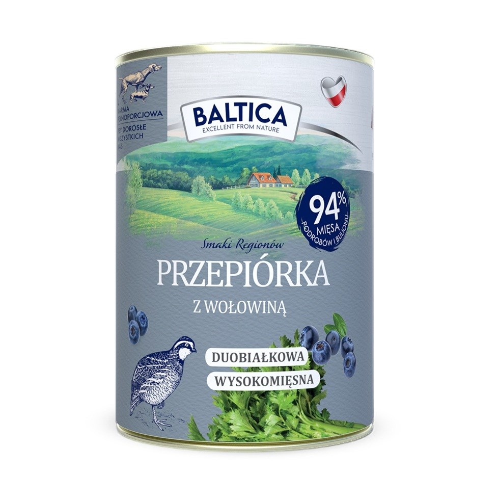 BALTICA Smaki regionów Prepelič z govedino - mokra hrana za pse - 400g