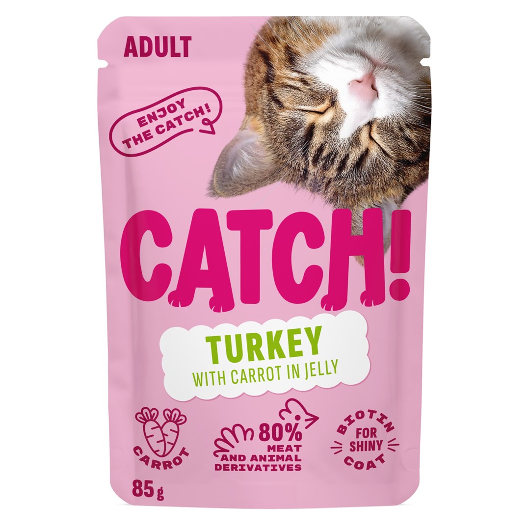 CATCH puran in korenček v želatini - mokra hrana za mačke - 85 g