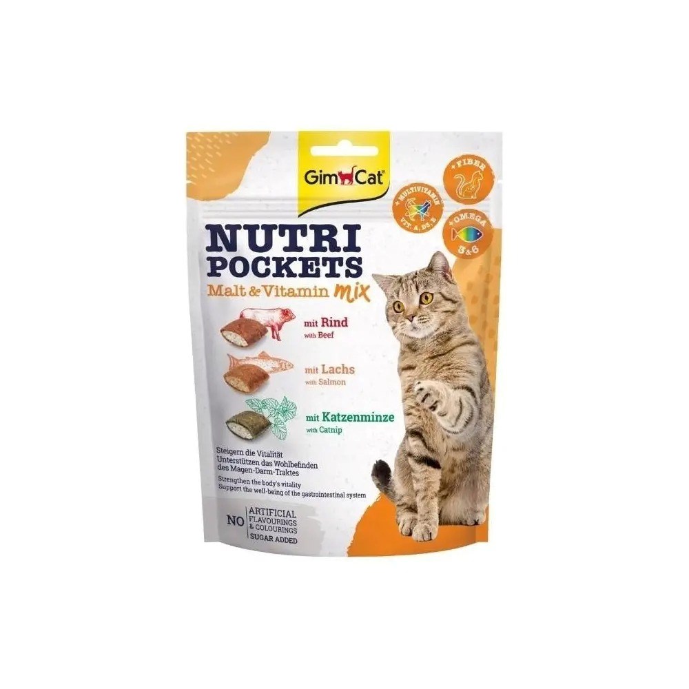 GIMCAT Nutri Pockets Malt & Vitamin mix – priboljški za mačke – 150g