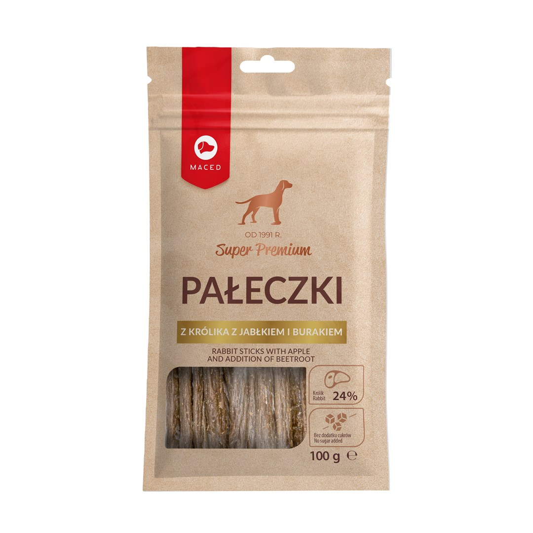 MACED Pasje priboljški - kunčji s jabolkom in pesjo - 100g