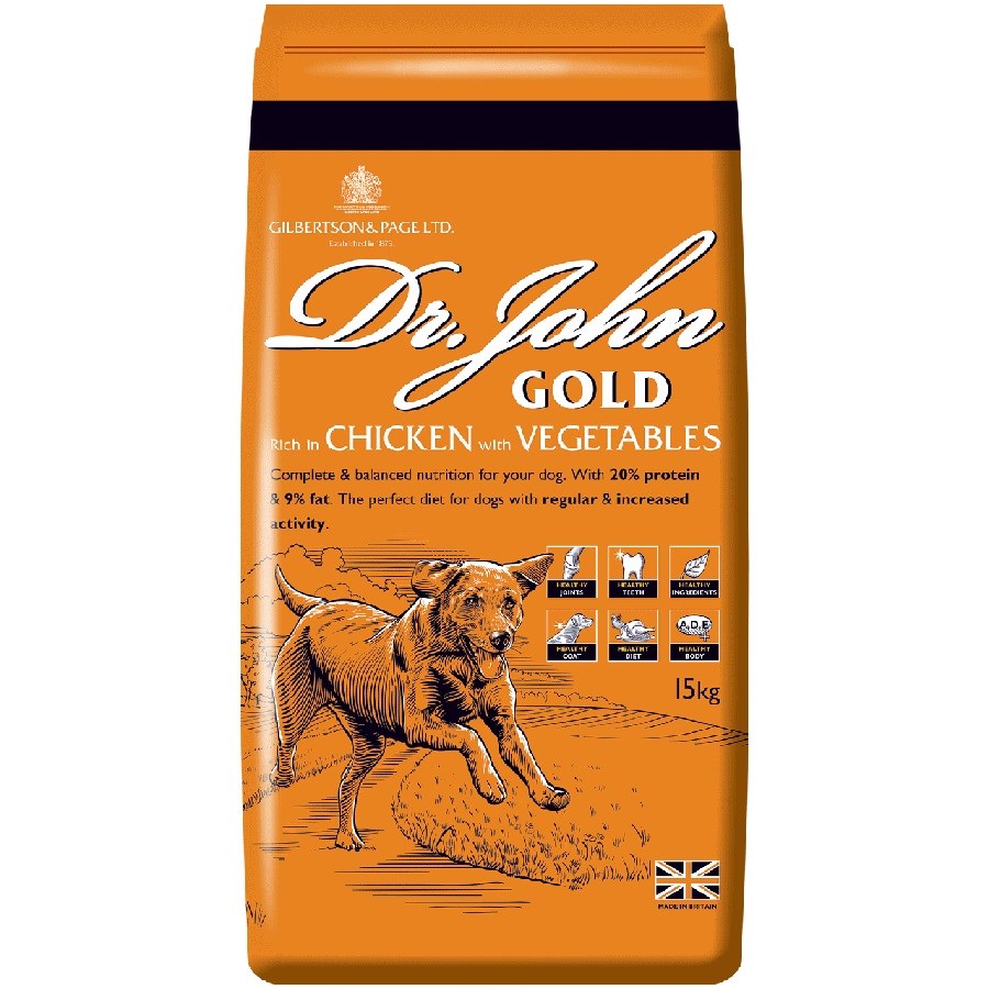 Suha hrana za pse DR JOHN Gold Chicken, 15 kg