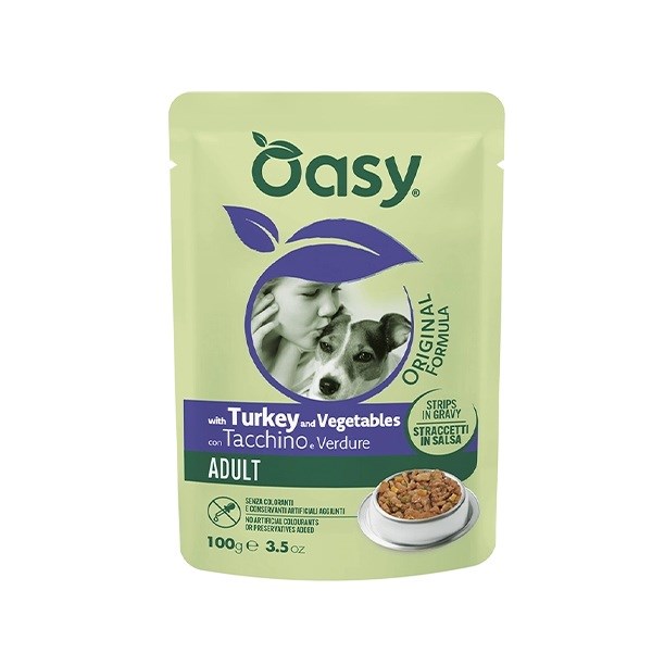 OASY pasja hrana v omaki s puranom in zelenjavo, 100g