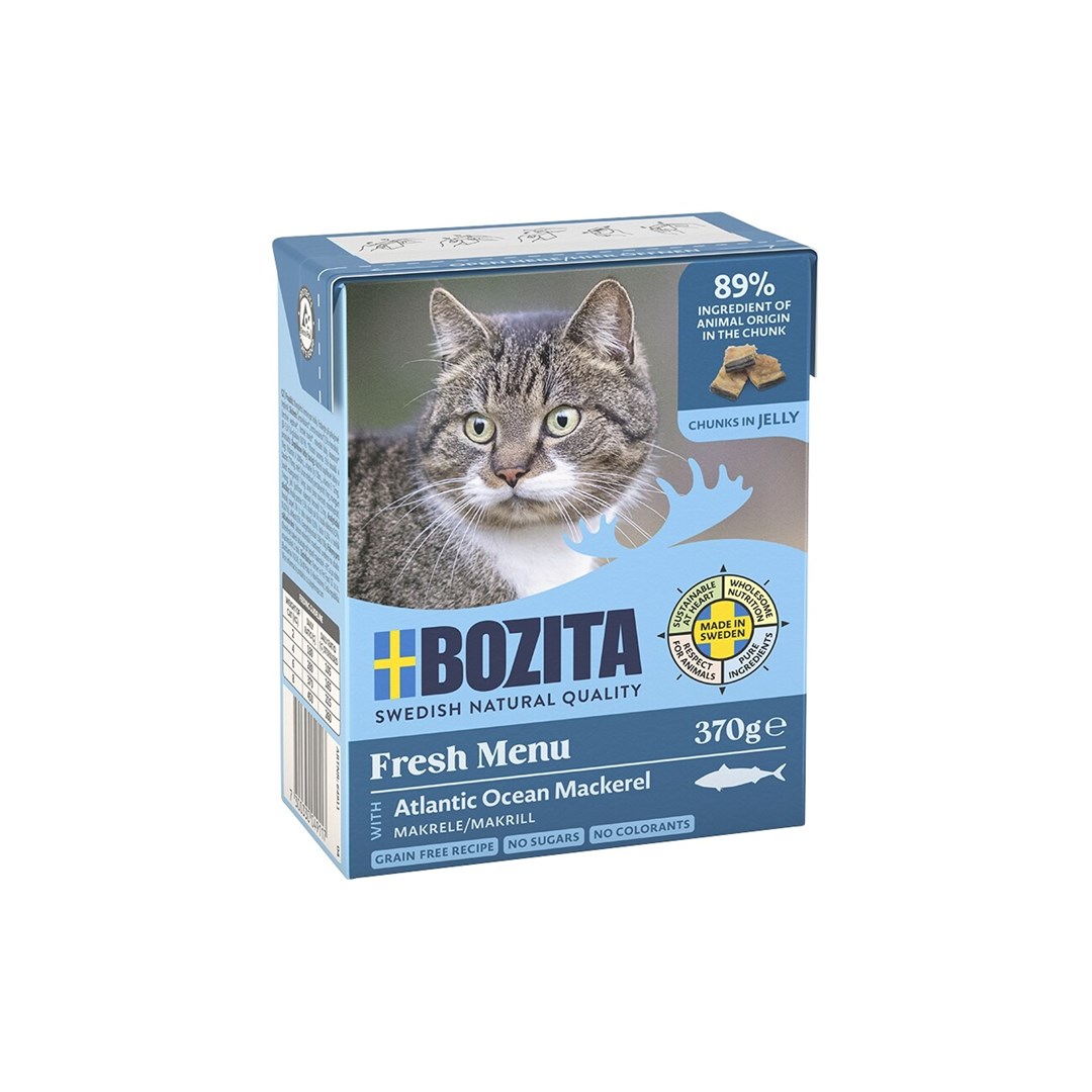 BZT Mokra hrana za mačke BOZITA, koščki z lososom v želatini, 370g