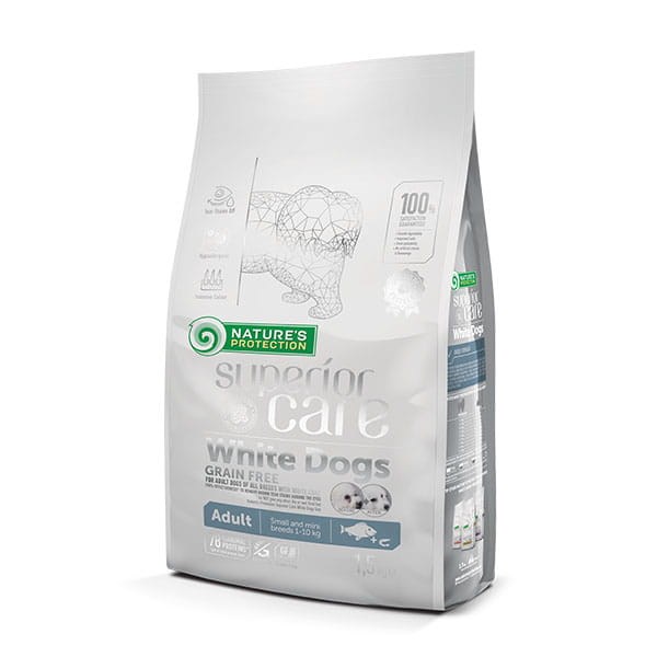 NATURE'S PROTECTION Suha hrana za majhne pse z belo ribo 1.5 kg