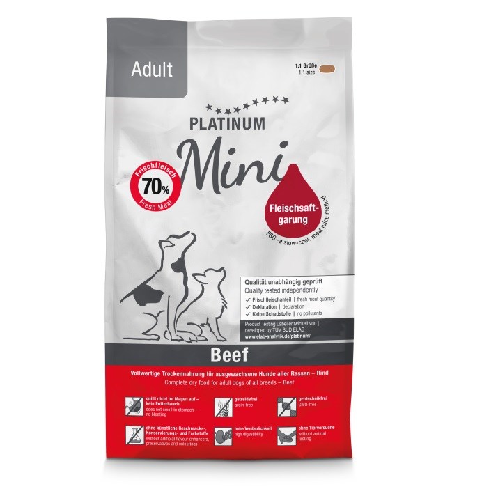 PLATINUM Adult Beef Mini polvlažna hrana za pse, govedina, 900g