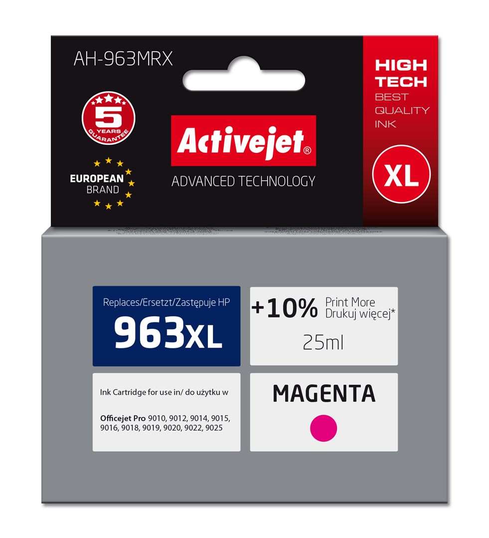 Nadomestna črnila Activejet AH-963MRX (za HP 963XL), magenta, 1760 strani