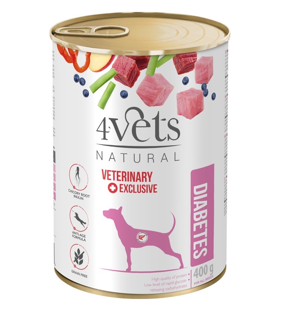 4VETS Natural Diabetes mokra hrana za pse, puran, 400 g