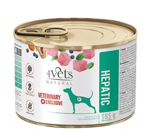 4VETS Natural Hepatic Pasja mokra hrana - 185 g