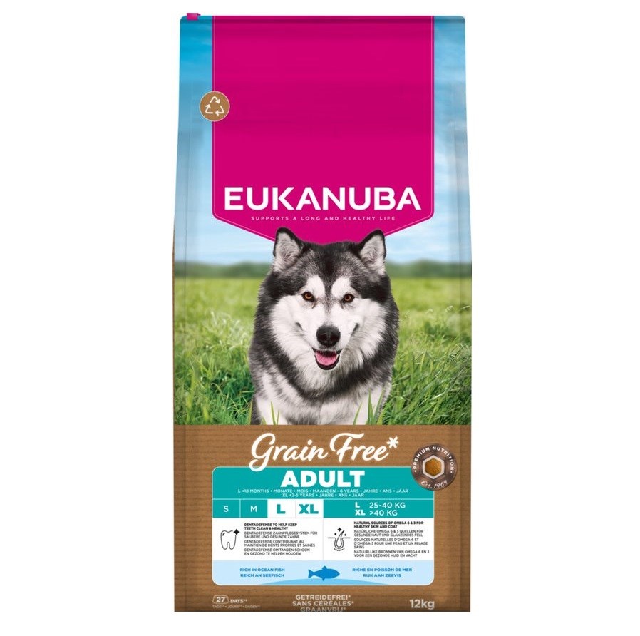 EUKANUBA Grain Free Adult Large Ocean Fish - suha pasja hrana - 12kg