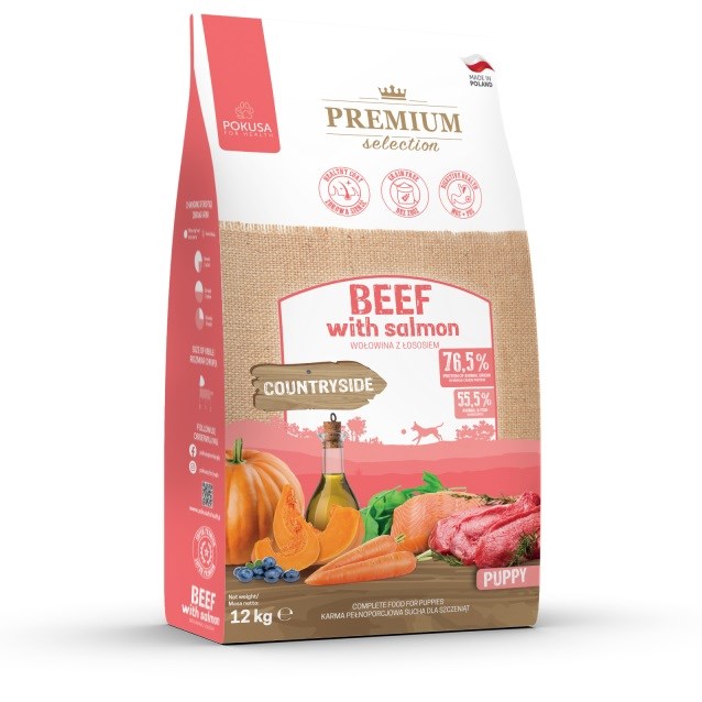 POKUSA Premium Selection Puppy Beef with salmon - suha hrana za pse, 12 kg