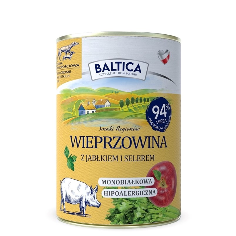 BALTICA Sr. regij Mono Svinjsko z jabolkom - Mokra hrana za pse - 400 g