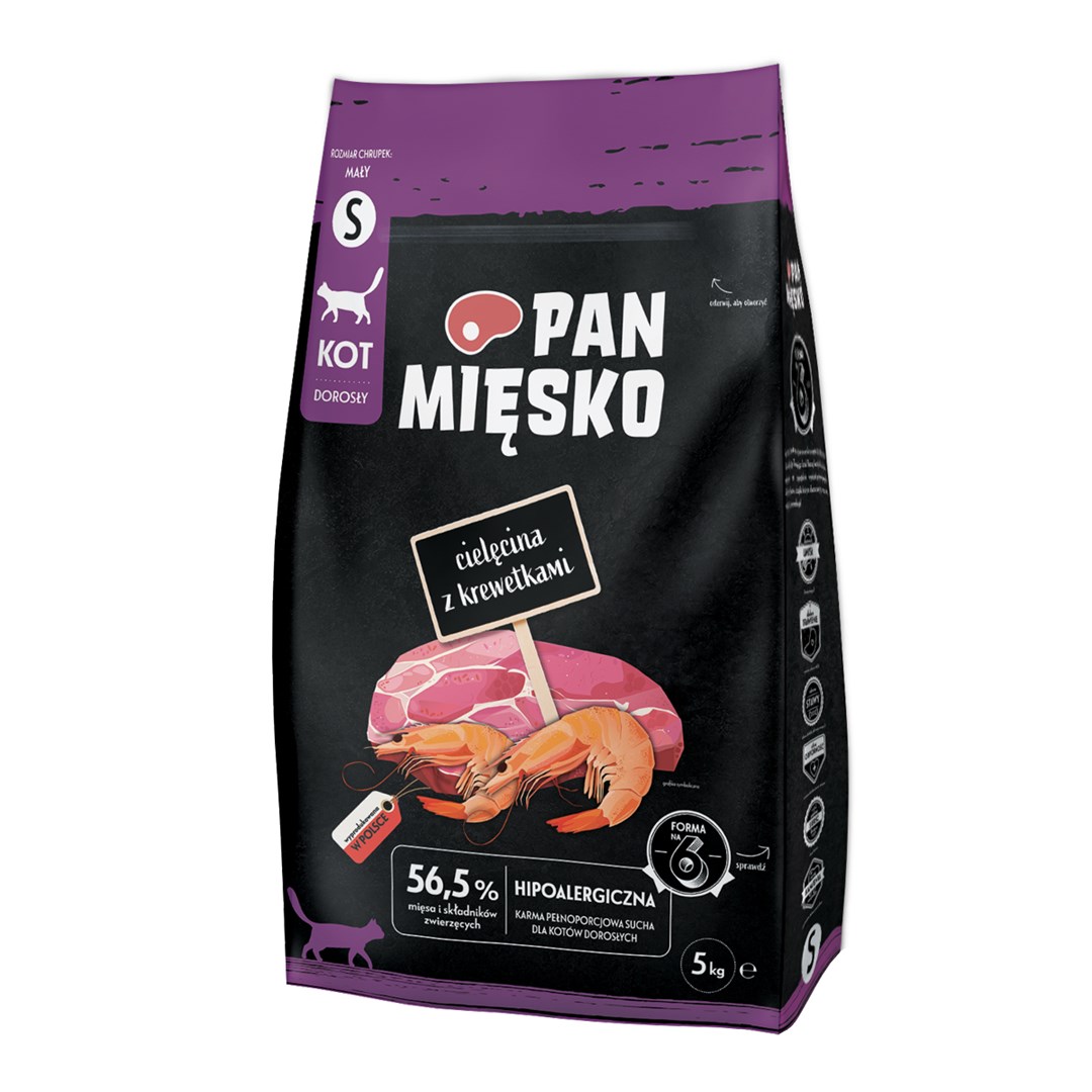 Suha hrana za mačke PAN MIESKO Pur Smetana s škampi, 5 kg