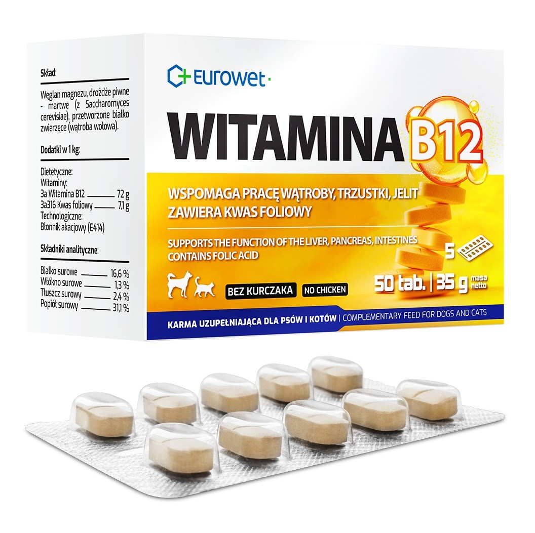 EUROWET Vitamin B12 za pse in mačke - 50 tablet