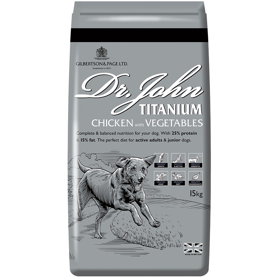 DR JOHN Titanium Chicken, suha hrana za pse, 15 kg
