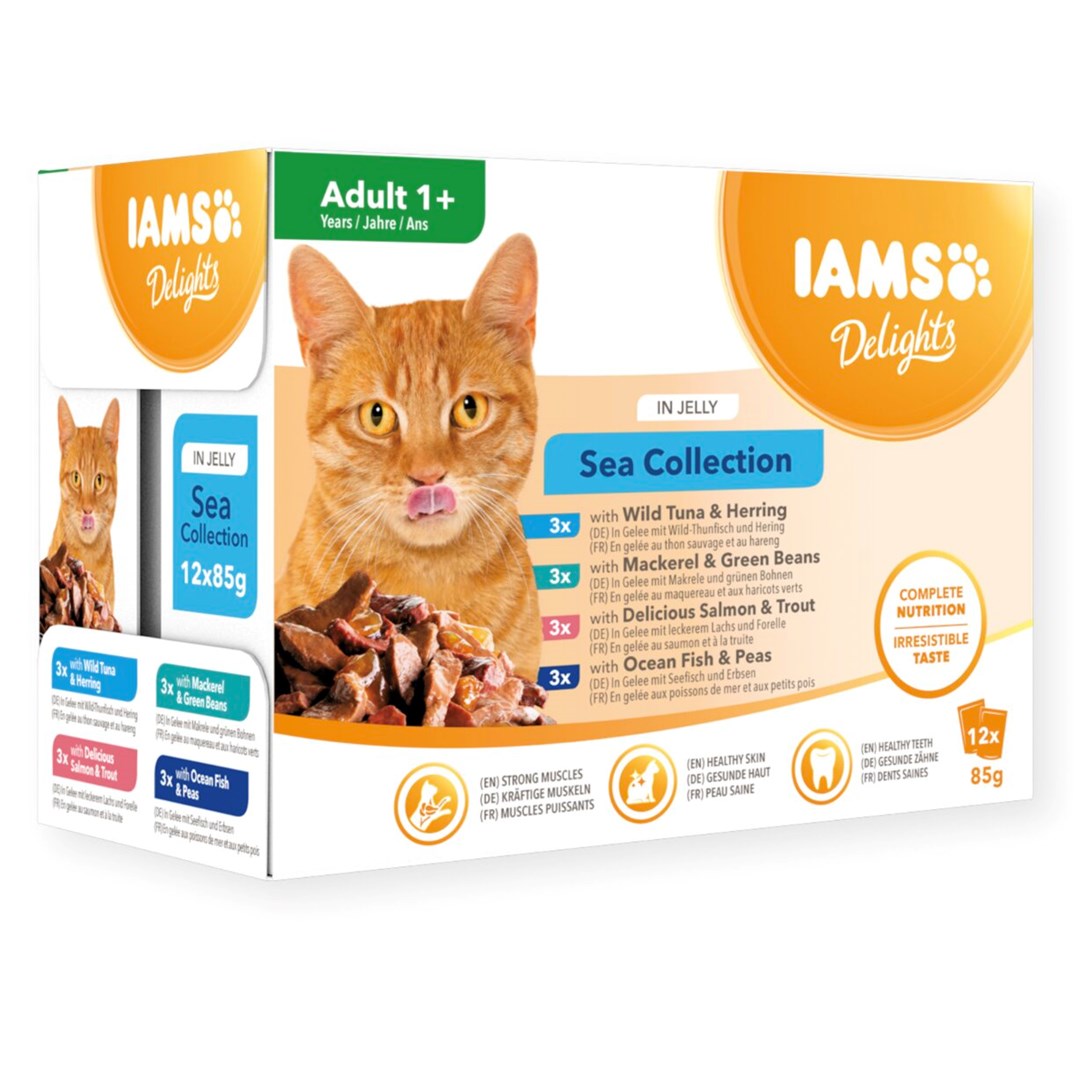 IAMS Delights Odrasle Ribe v želeju - mokra hrana za mačke - 12 x 85 g