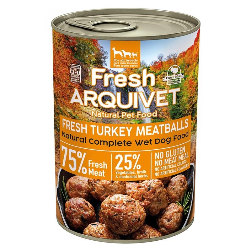 Arquivet Fresh Turkey Meatballs - mokra hrana za pse s puranom, 400g