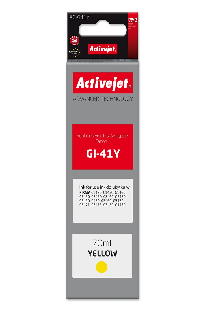 Activejet AC-G41Y rumena steklenička (nadomestna za Canon GI-41Y)