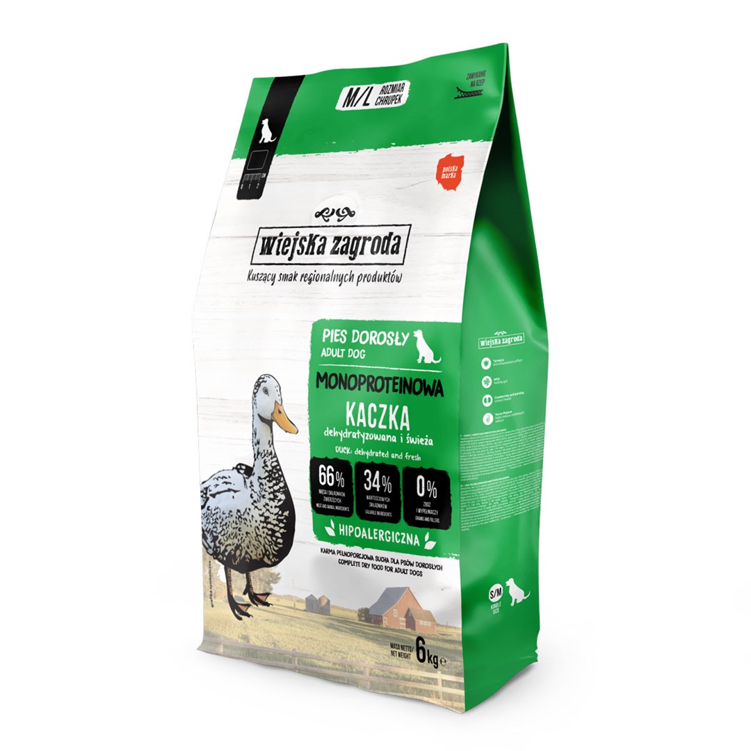 WIEJSKA ZAGRODA Monoproteinska patka - suha hrana za pse - 6 kg