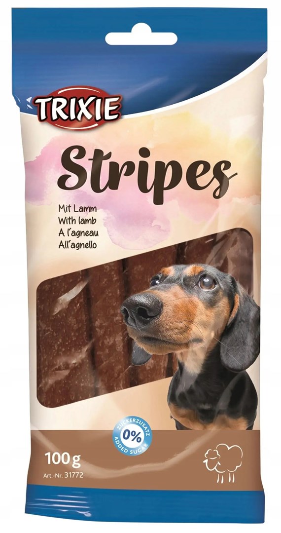 Pasje priboljški TRIXIE Stripes with lamb, 100g