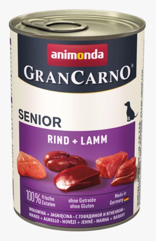 Animonda GranCarno Senior govedina z jagnjetino - mokra hrana za pse, 400g