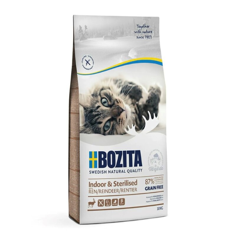 BZT BOZITA Indoor & Sterilised Grain Free Reindeer - suha hrana za mačke, 10 kg