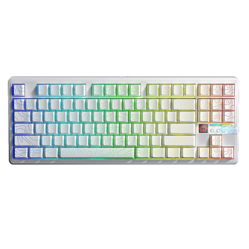 AULA F87 Pro V2 tipkovnica, bela, gravura zvezda, RGB osvetlitev