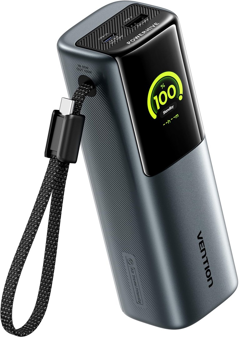 Vention Powerhive 20000mAh 165W power bank + kabel, črn