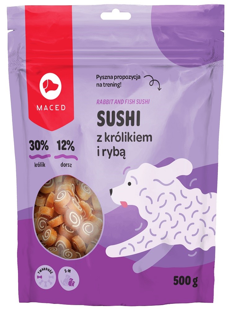 MACED Sushi pasje poslastice z zajcem in ribo, 500g