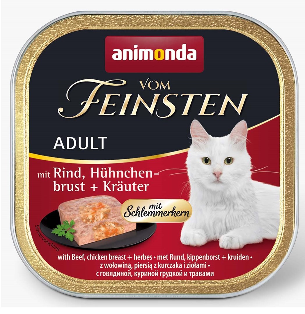 ANIMONDA Vom Feinsten Mokra hrana za odrasle mačke - govedina, piščančja prsa in zelišča - 100g