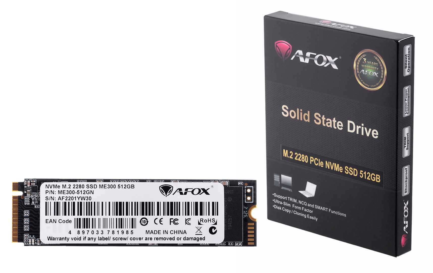 AFOX SSD M.2 512GB TLC NVMe, 2500 MB/s