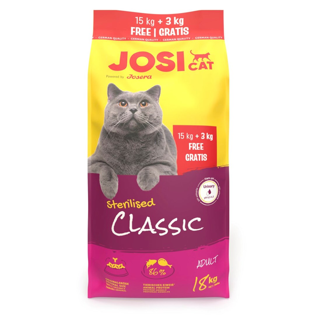 JOSERA JosiCat Sterilised Classic – suha hrana za mačke – 15 kg + 3 kg