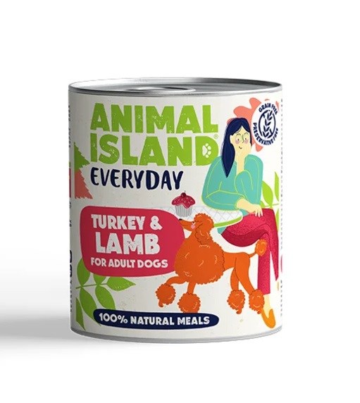 ANL ANIMAL ISLAND Everyday mokra hrana za pse s puranim mesom in jagnjetino 800g