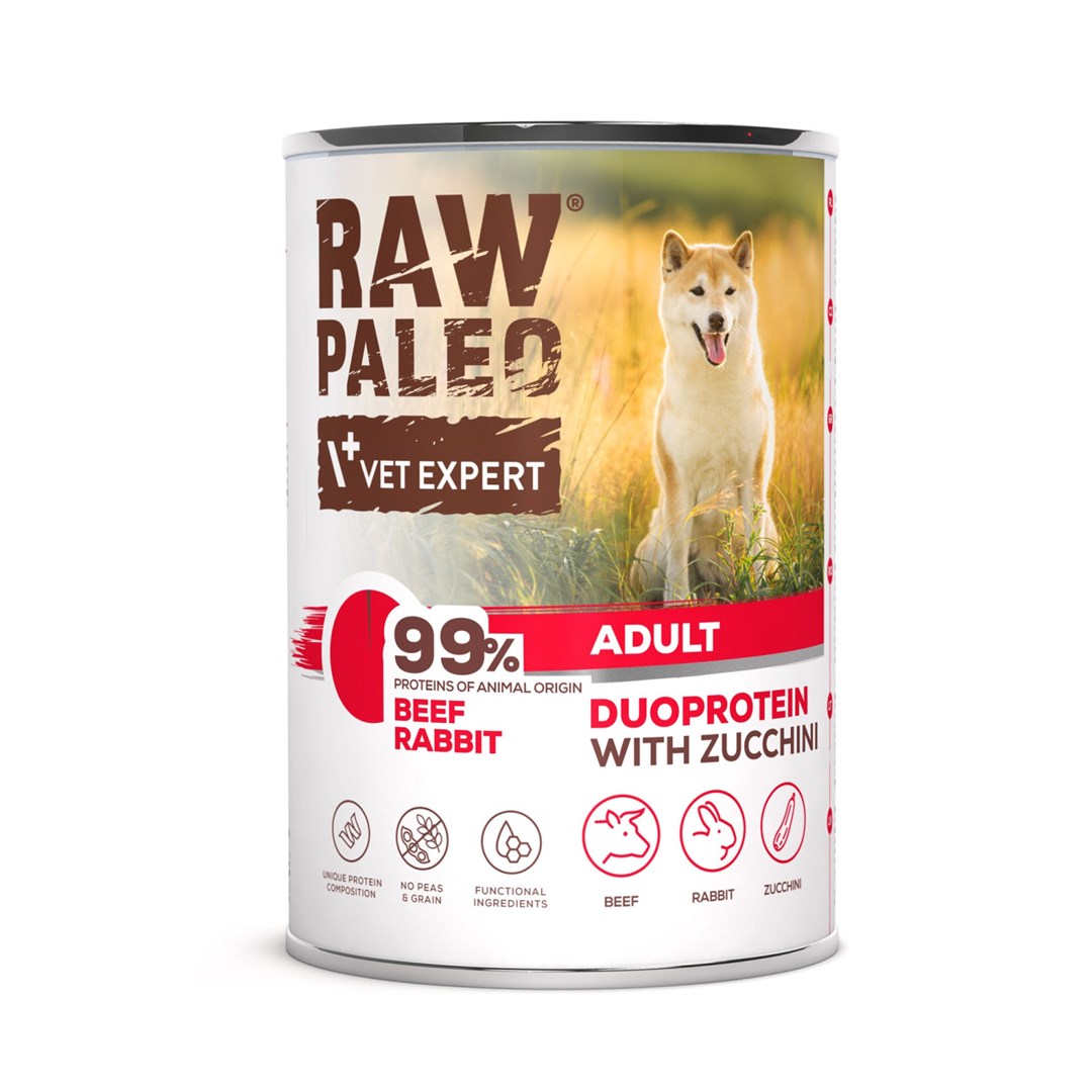 VETEXPERT Raw Paleo Duoprotein Govedina & Zec mokra hrana za pse, 400g