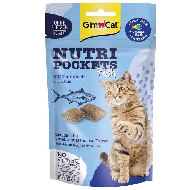 GimCat Nutri Pockets Tuna, priboljški za mačke, 60g