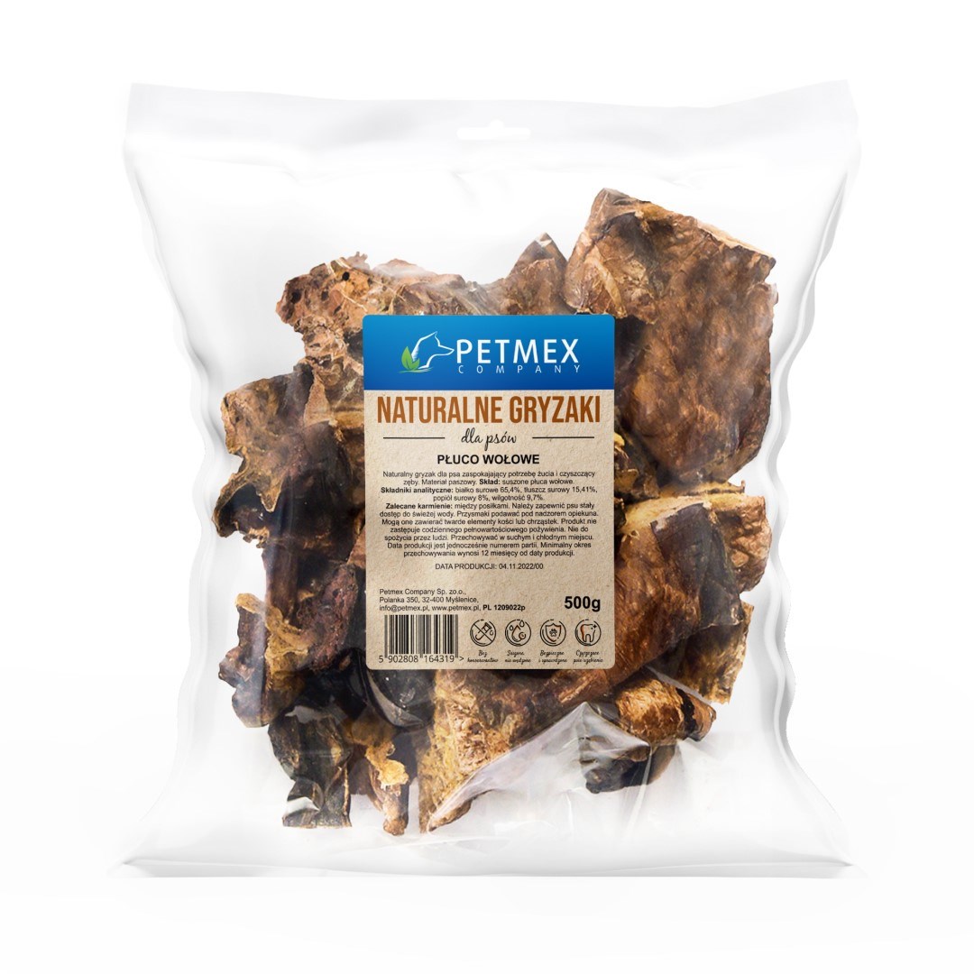 PETMEX Posušena goveja pljuča za pse, 500 g