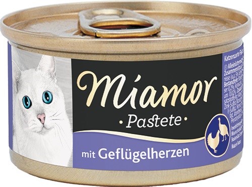 MIAMOR Pastete Piščančja srca - mokra hrana za mačke - 85 g