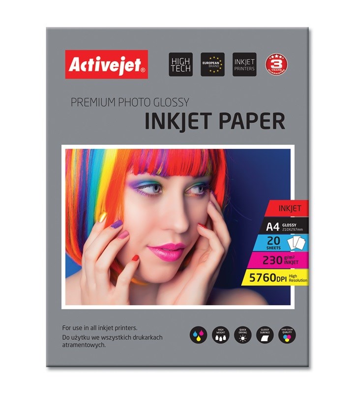 Aktivni papir za fotografije ACJ AP4-230G20, A4, 20 kosov, sijajni