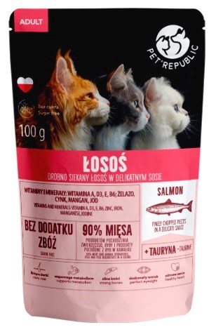PET REPUBLIC mokra hrana za odrasle mačke, losos, 100 g