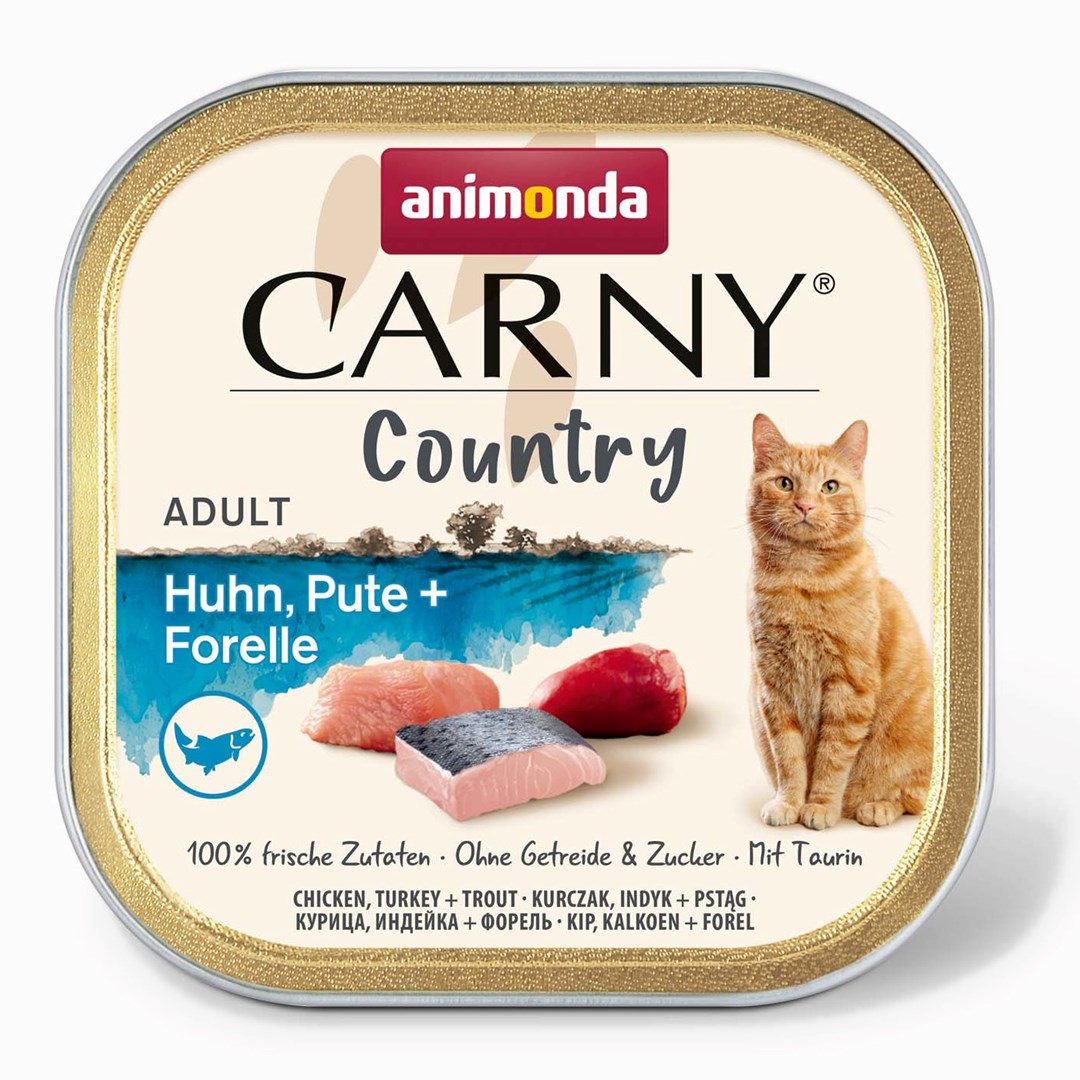Mokra hrana za mačke ANIMONDA Carny Country Piščanec, puran + postrv, 100 g