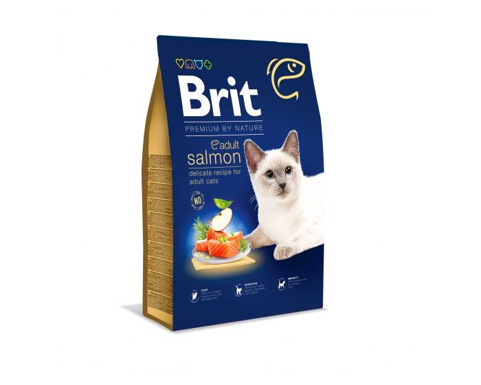 Brit Premium by Nature Adult Losos 1,5 kg – Suha hrana za odrasle mačke